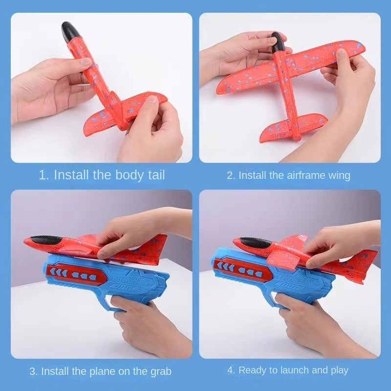 Children's Ejection Aircraft Toys Foam Aircraft Glider Parent-child Outdoor Games Toys Children's Gifts Foam Shooting Flying Toy